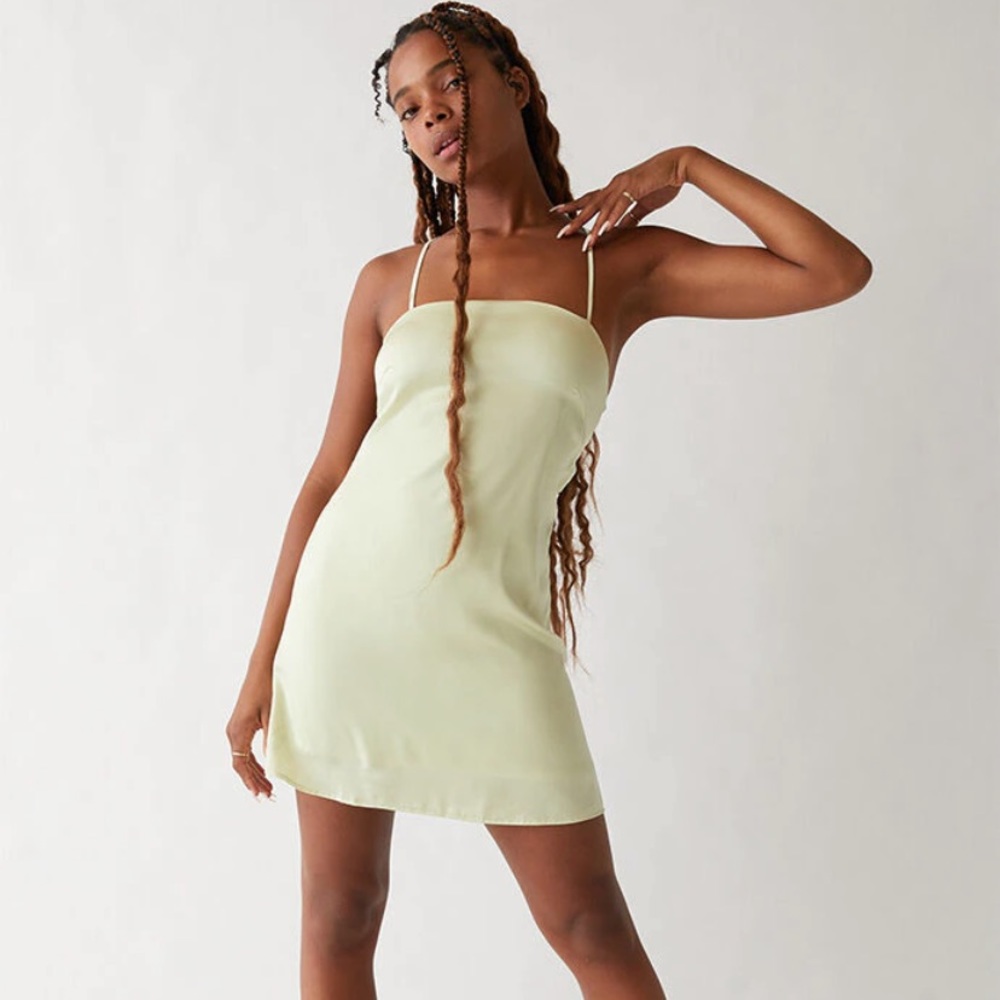 Kendall & Kylie Lace-Up Back Mini Dress in Lime